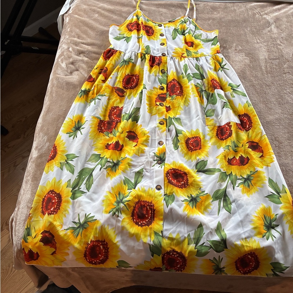 SHEIN Curve Floral Sunflower Dress